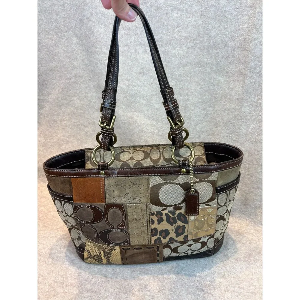 Y2K Vintage Coach Signature Patchwork Tote Bag